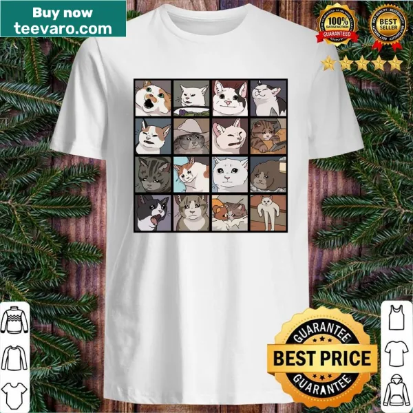 Illustrated t-shirt featuring funny meme cats