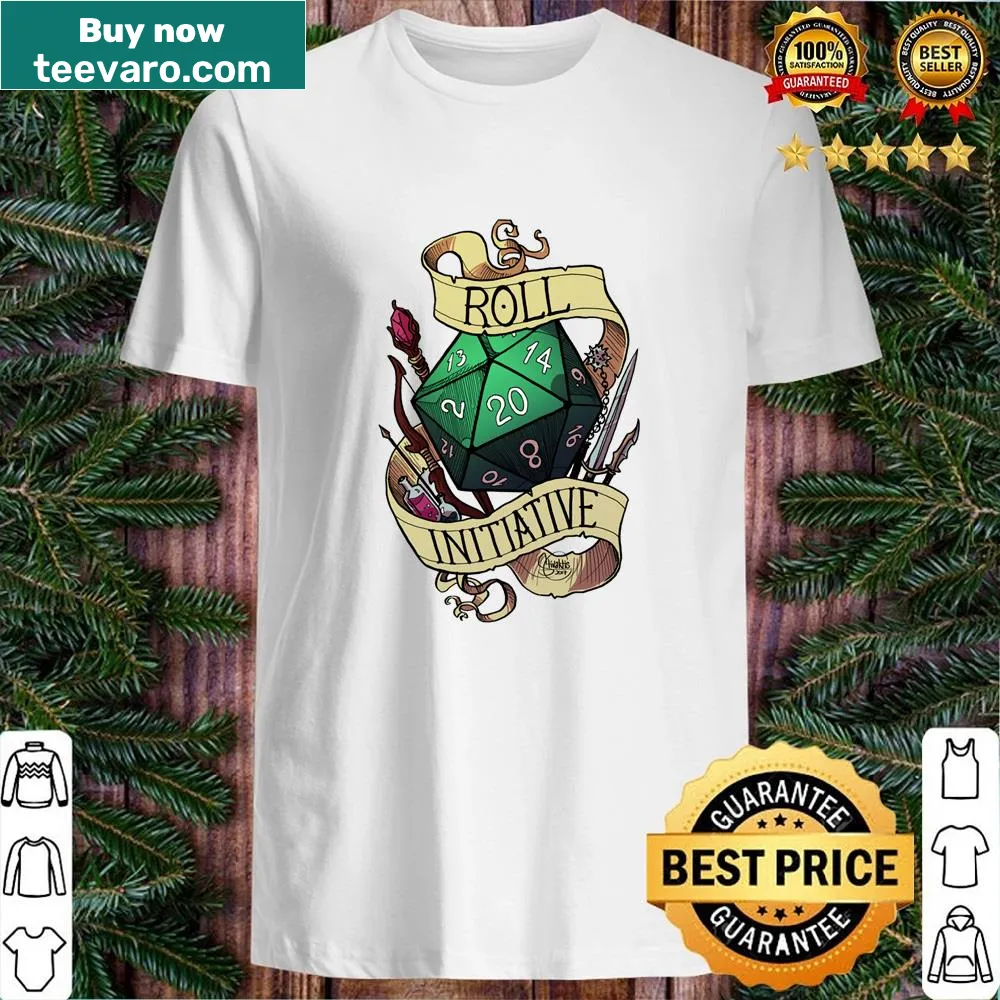 Shirt featuring a fun gaming design with dice and 'Roll Initiative' text