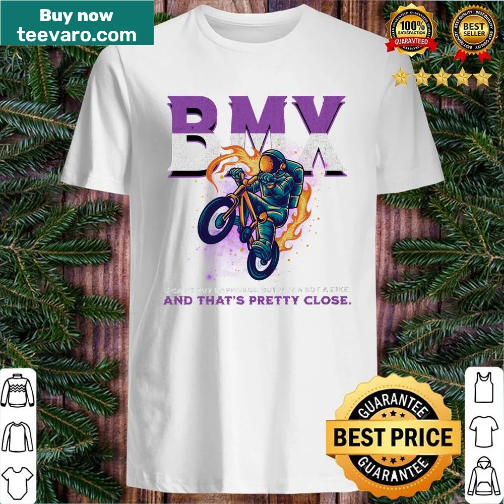 BMX bike graphic in a space theme on a t-shirt