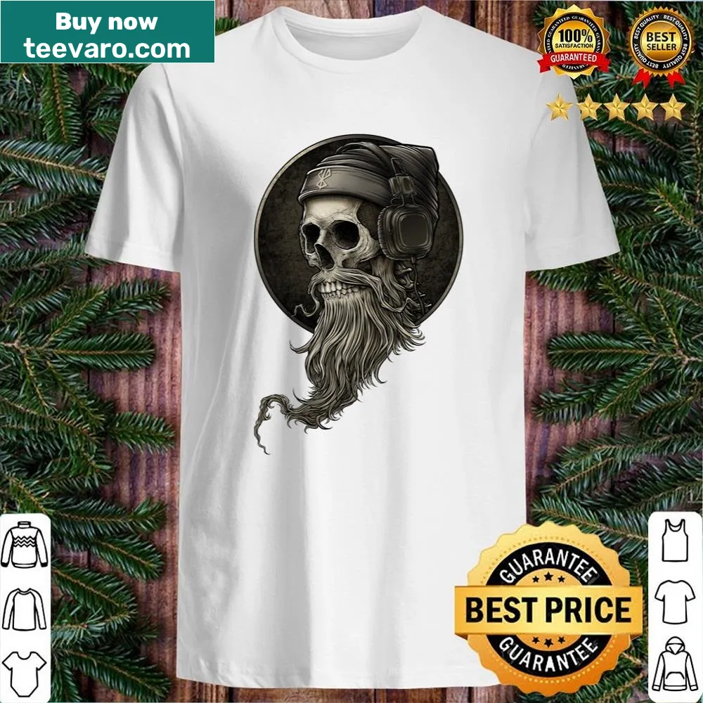 Edgy Viking skull shirt with headphones