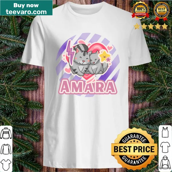 Personalized shirt with cute kawaii cats and the name 'Amara'