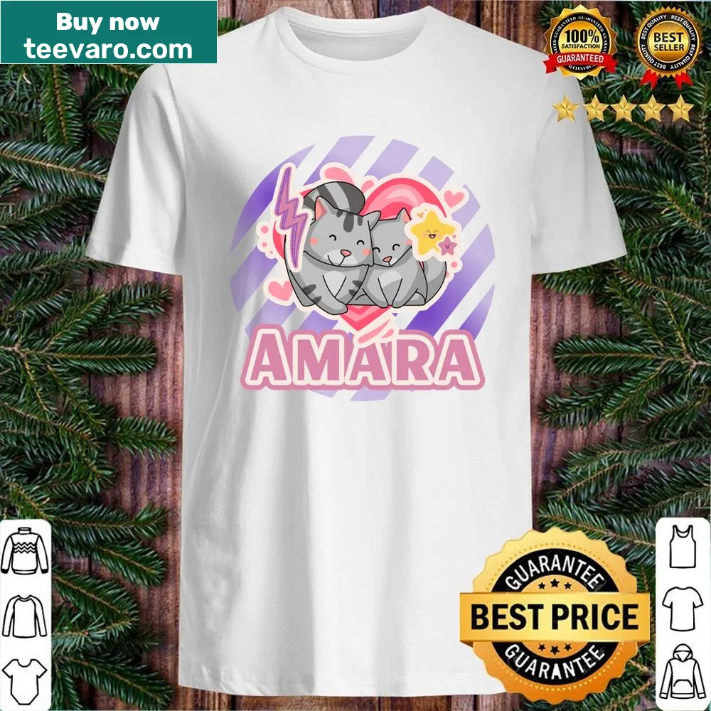 Personalized shirt with cute kawaii cats and the name 'Amara'