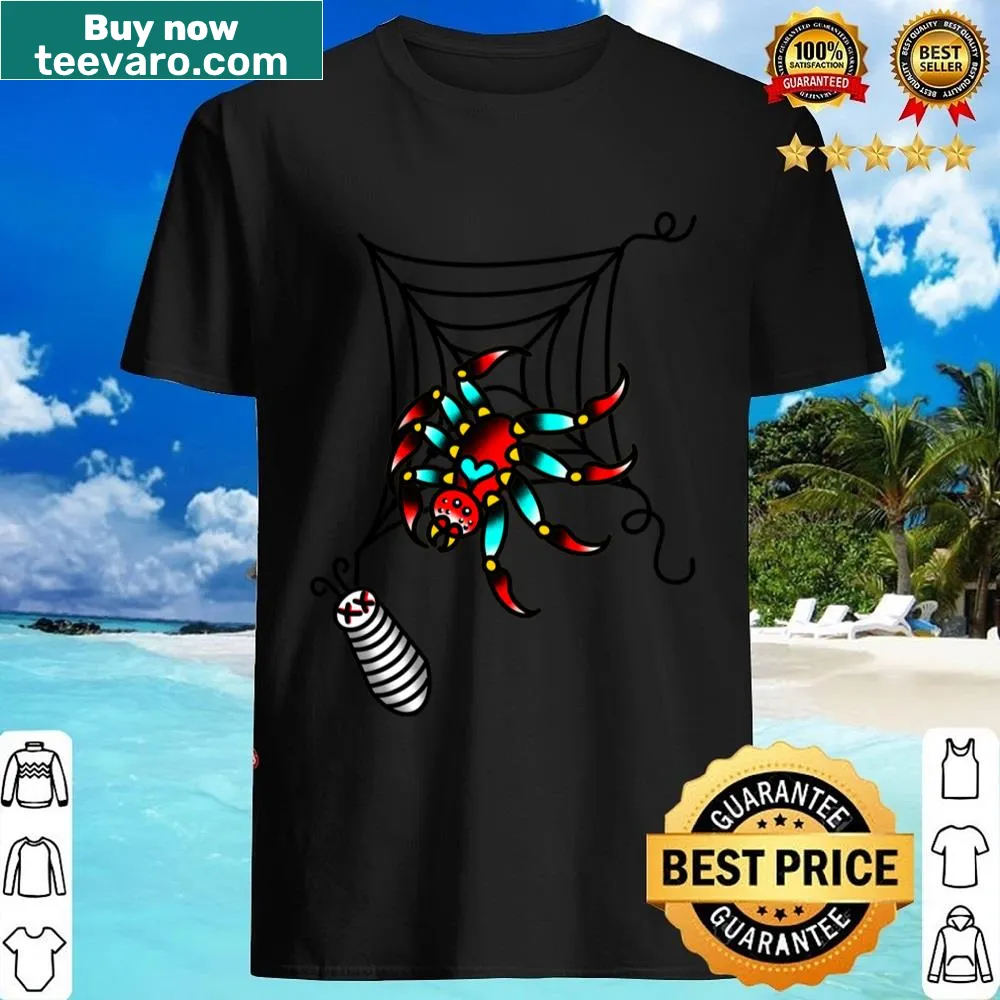 Shirt with a traditional spider on a web design
