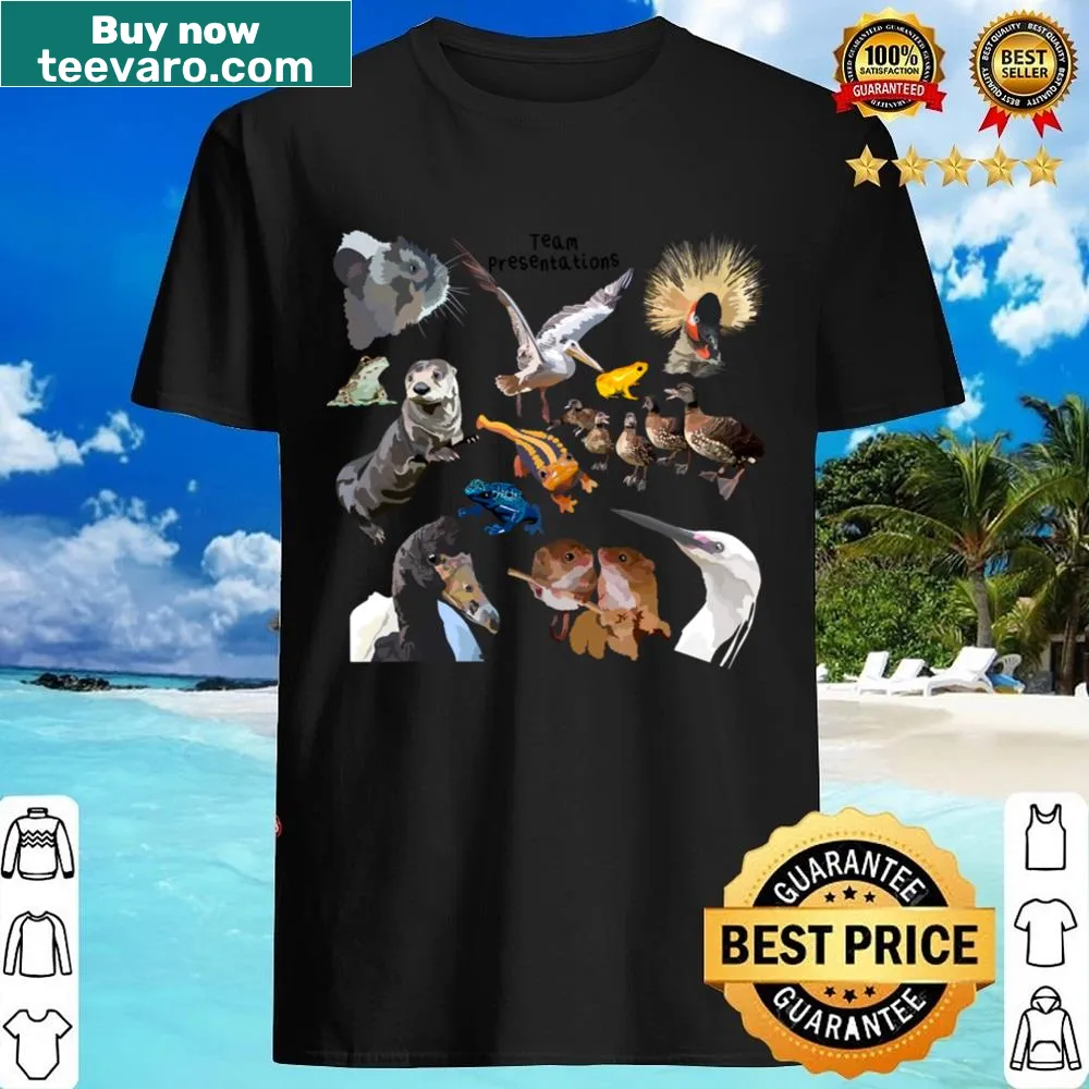 Shirt with playful illustrations of various animal species