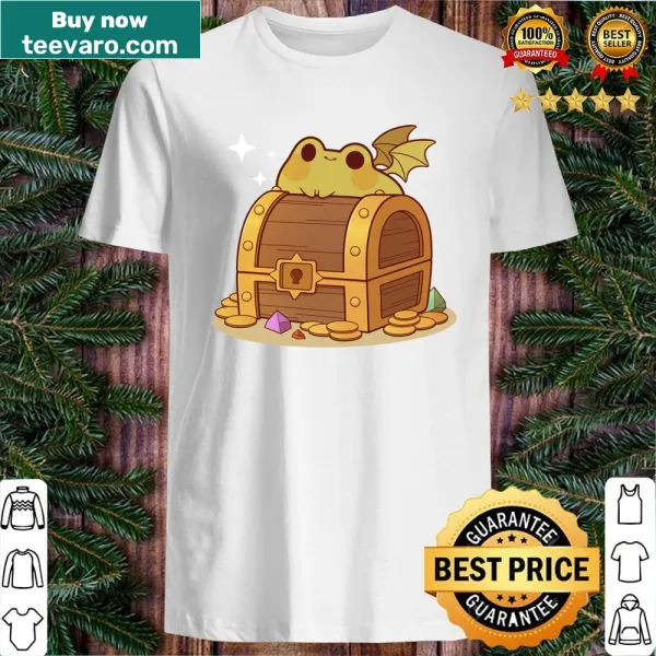 Illustration of a dragon frog on a treasure chest