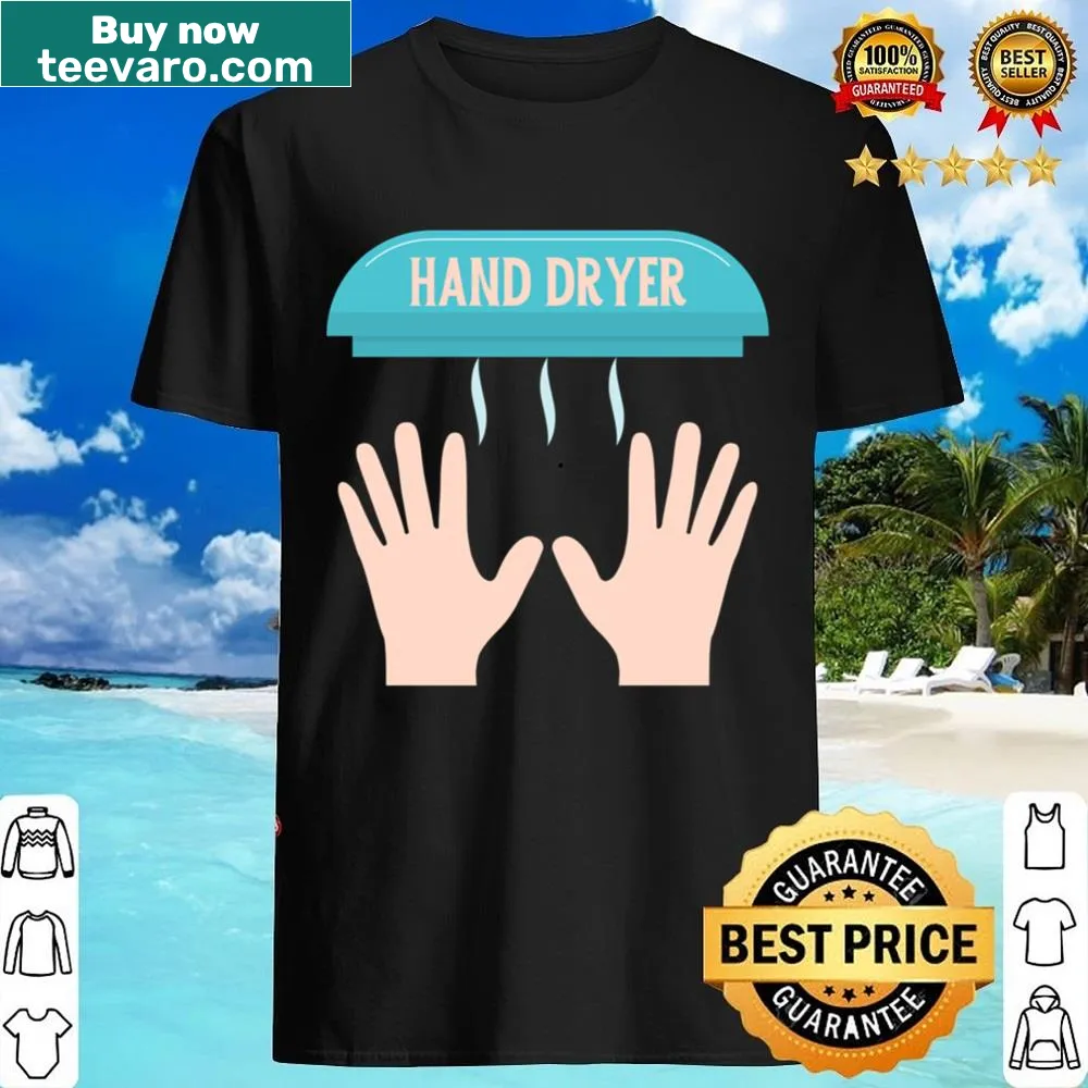 Whimsical hand dryer graphic on a shirt