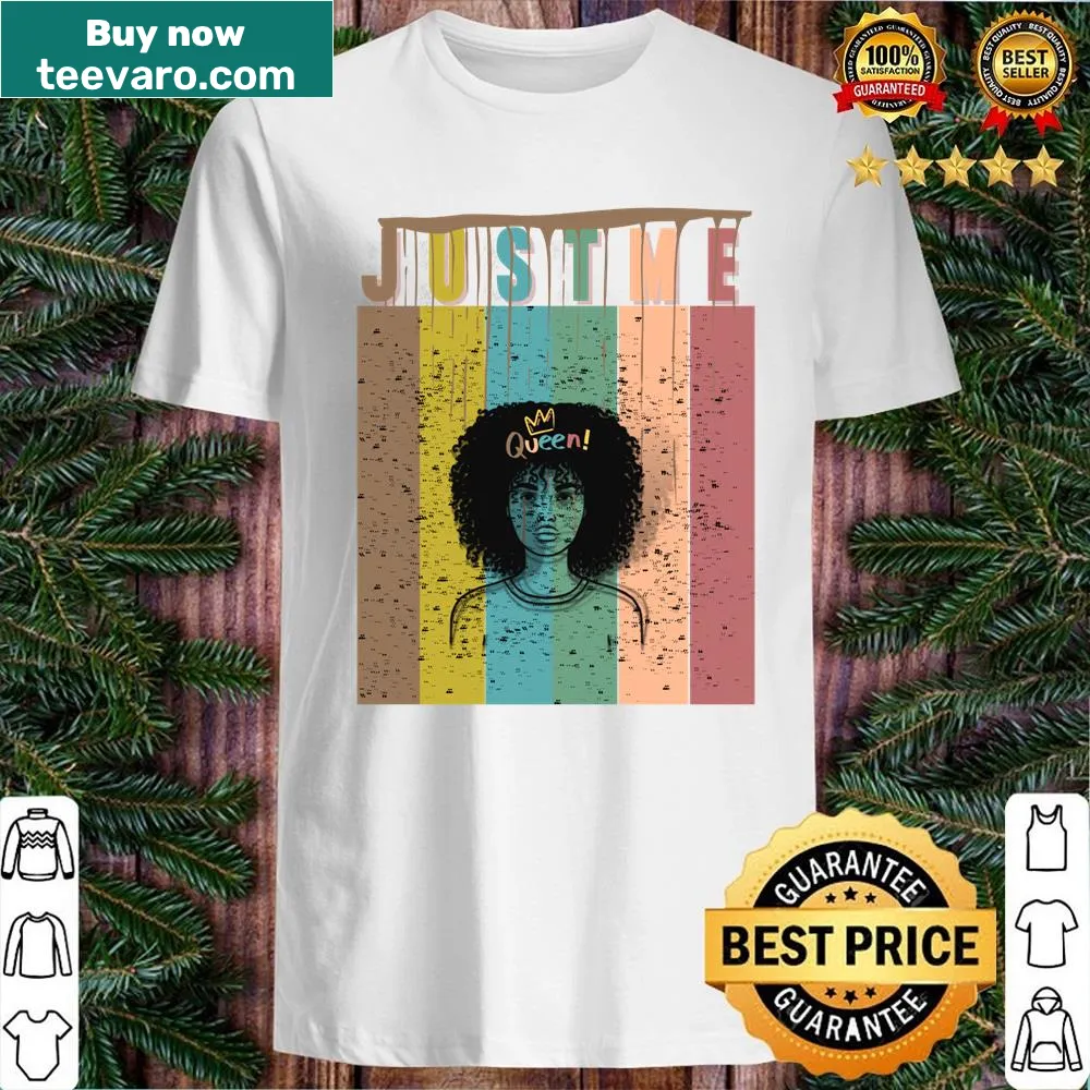 Black shirt with 'Juste Me' typography for women celebrating individuality