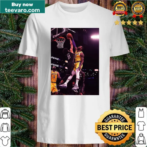 Artistic illustration of LeBron James dunking on a t-shirt