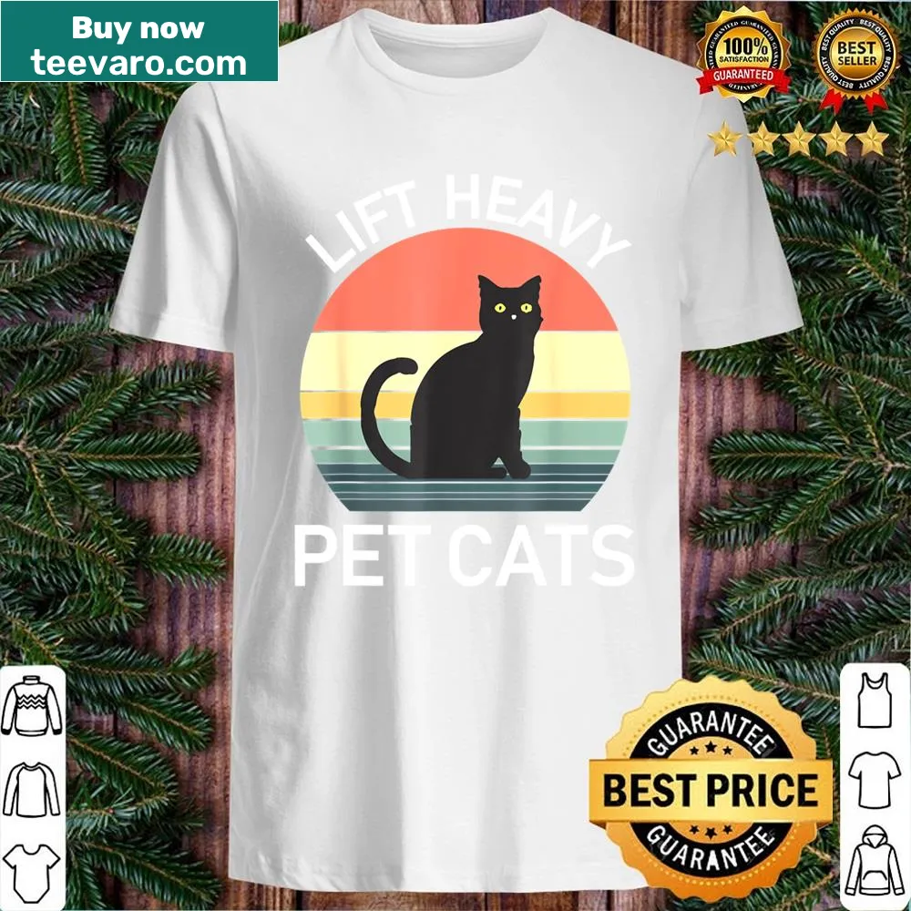 Funny shirt about lifting heavy cats with playful graphic