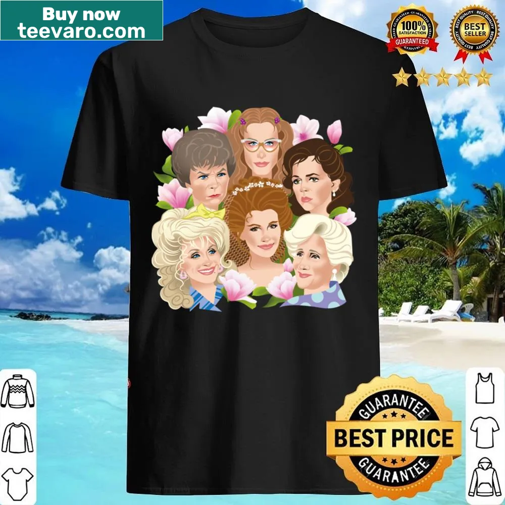 Illustration of magnolia flowers on a nature-themed shirt