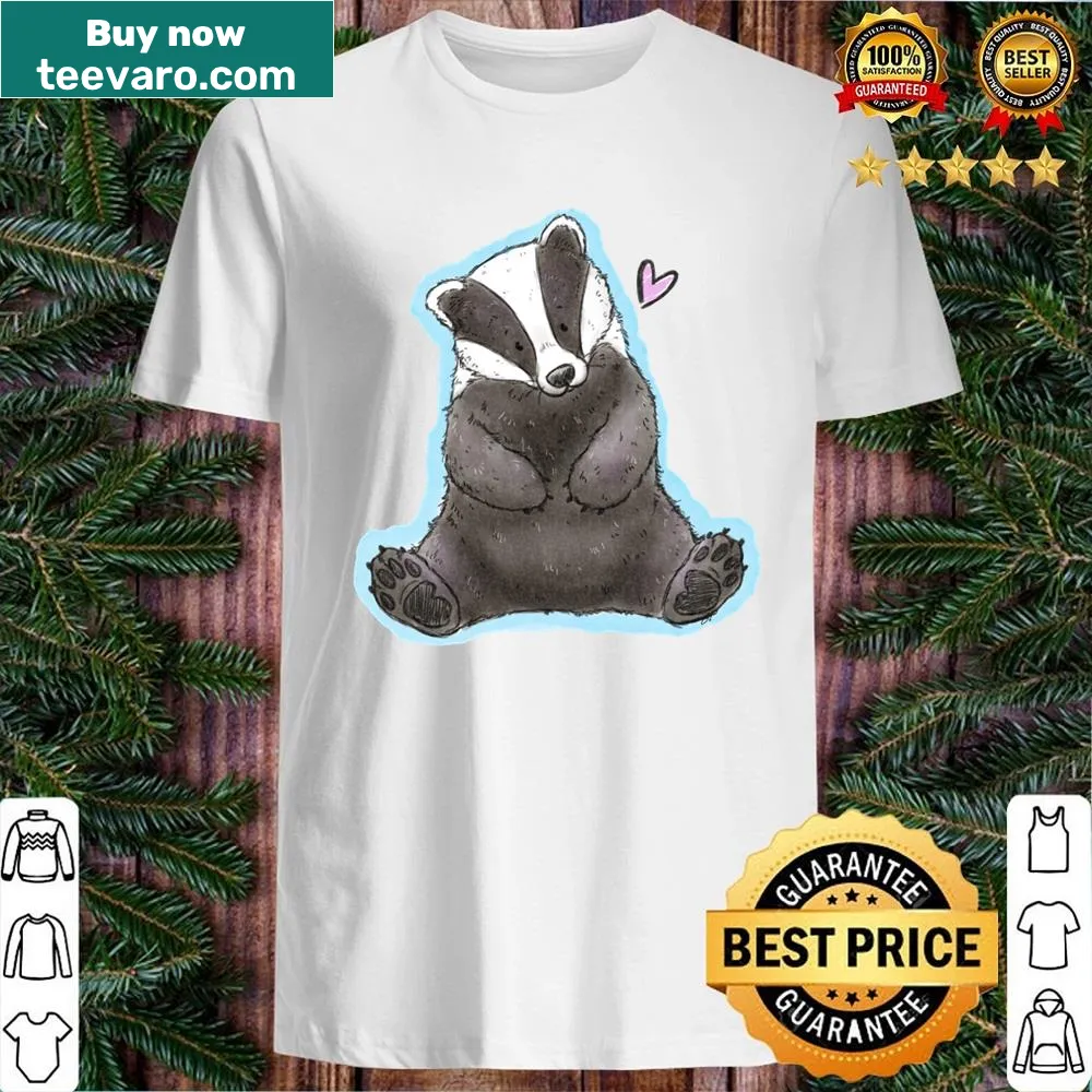 Illustration of a sitting badger on a casual shirt