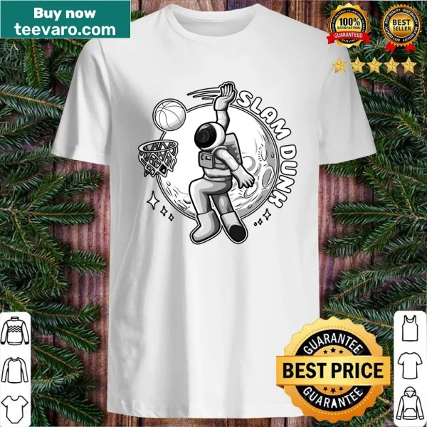 Astronaut playing basketball in space illustration on shirt