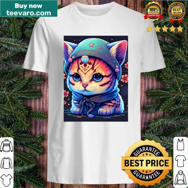 Cute illustration of a cat with stars design for cat lovers.