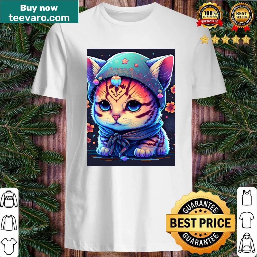 Cute illustration of a cat with stars design for cat lovers.