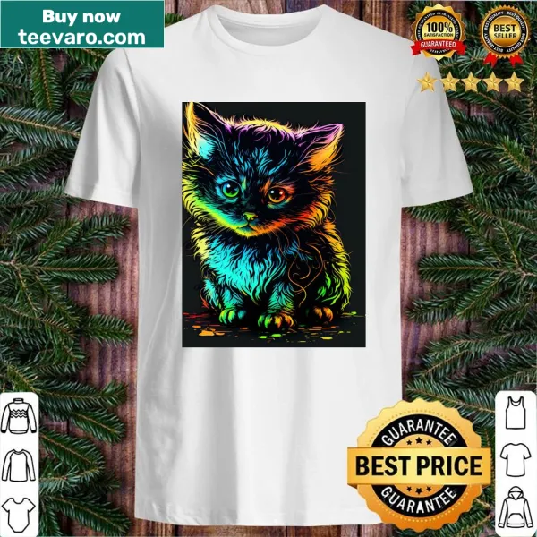 Illustration of a cat in a fantasy setting on a t-shirt