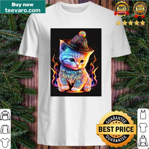 Cute shirt featuring a cat and the phrase 'This Little Cat Is Flame'