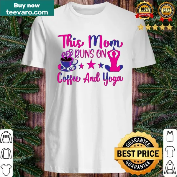Funny typography design about motherhood with coffee and yoga theme