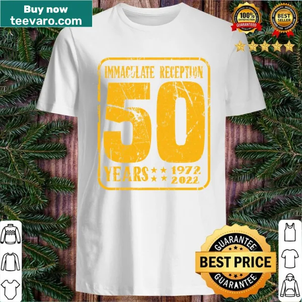 Illustrative graphic commemorating the vintage 50 years Immaculate Reception in sports.