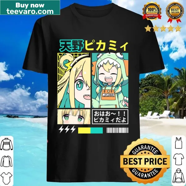 Shirt featuring a playful illustration of Amano Pikamee.