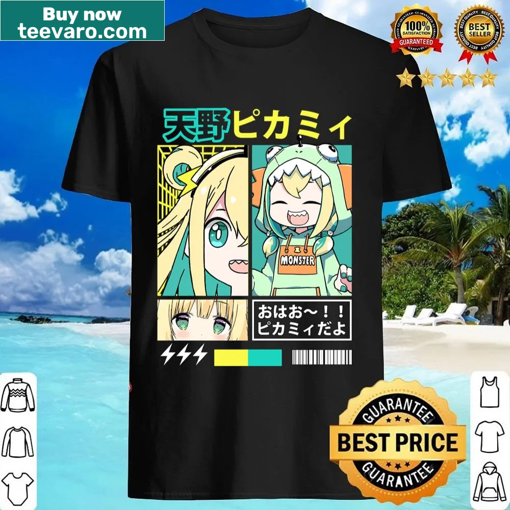 Shirt featuring a playful illustration of Amano Pikamee.