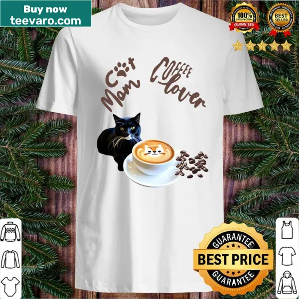 Shirt with a playful cat design for coffee-loving cat moms