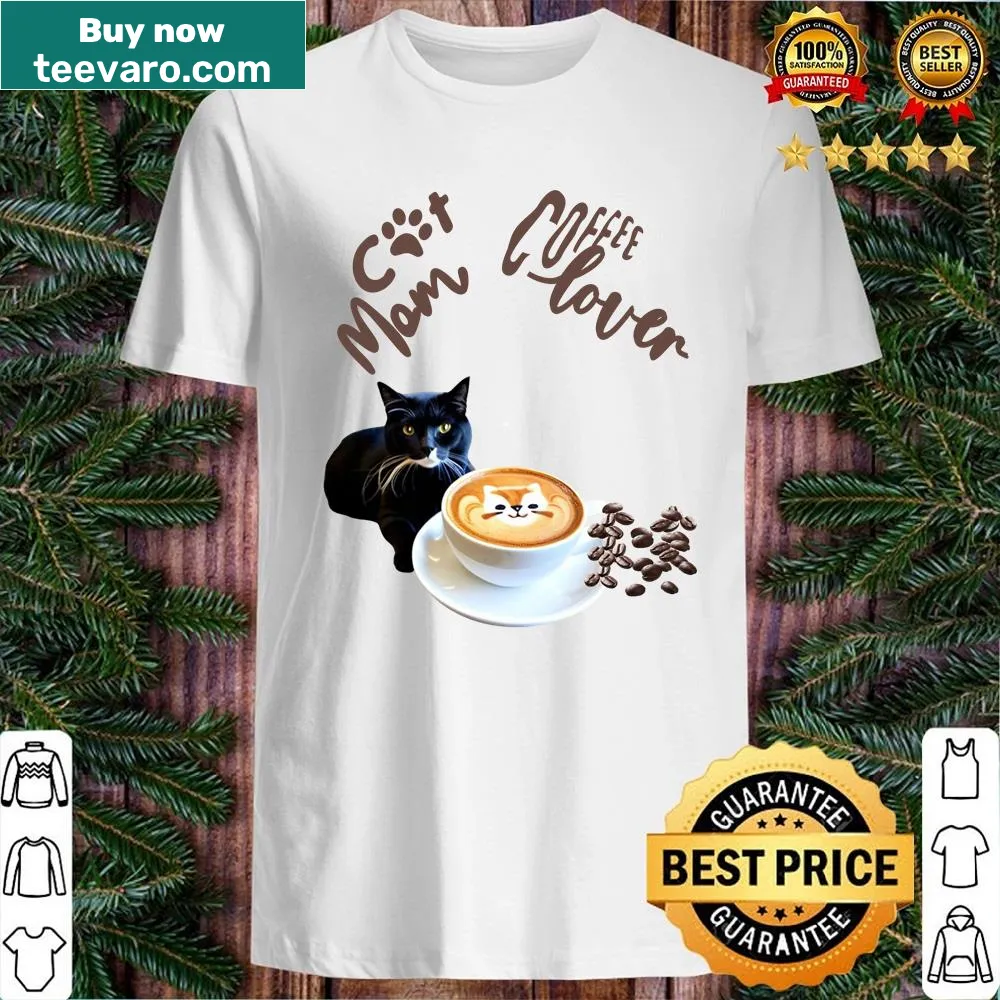 Shirt with a playful cat design for coffee-loving cat moms