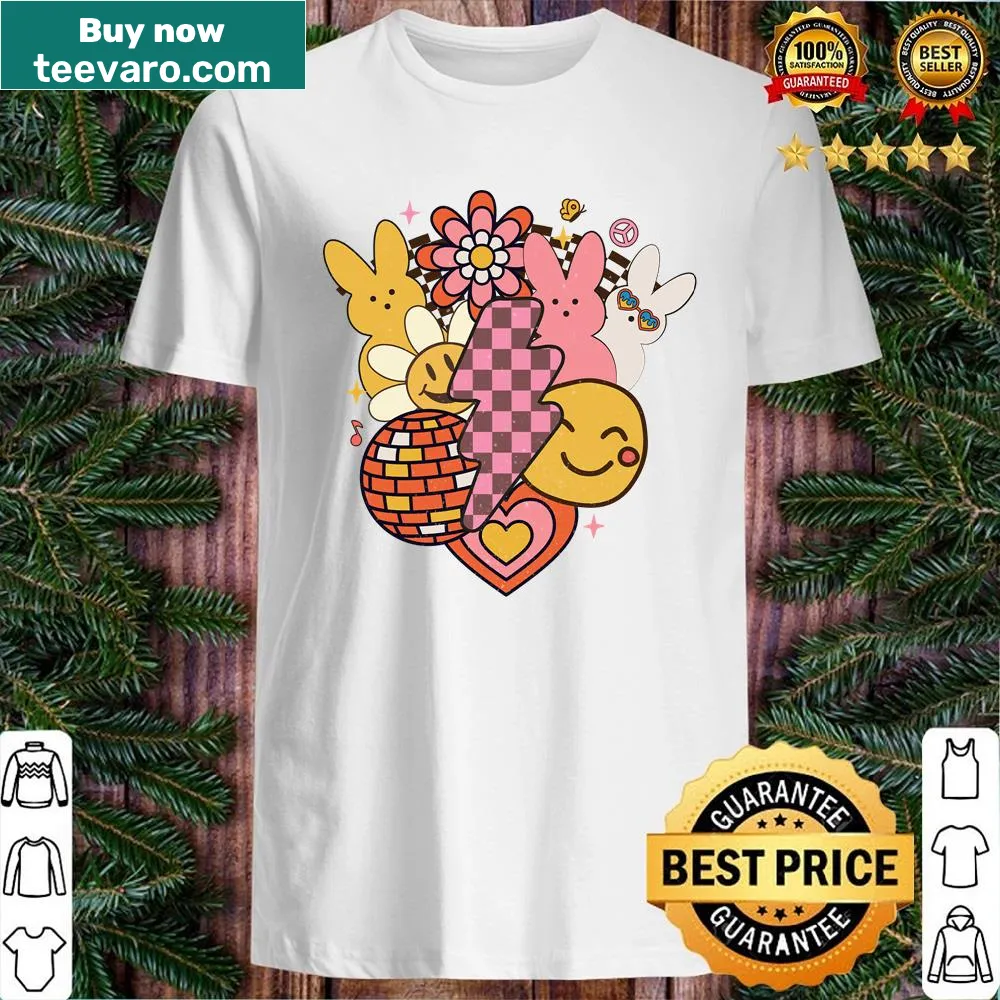 Funny Easter shirt with happy bunny face for girls