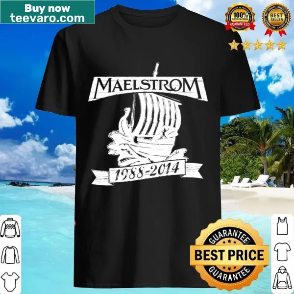 Minimalist abstract typography shirt featuring the word 'Maelstrom.'