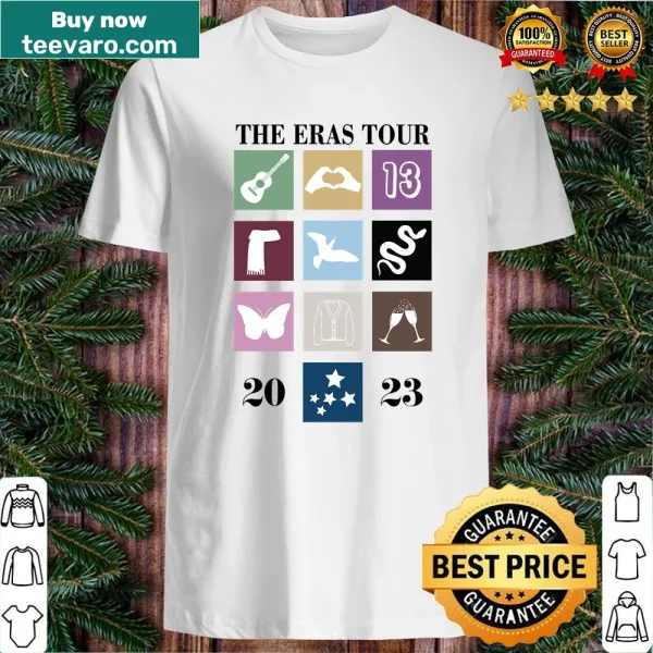 Shirt featuring logos from the Eras Tour
