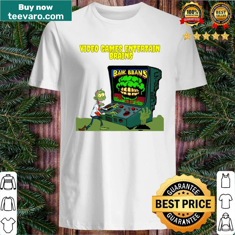 Zombie-themed shirt for gamers about video games and brain rot