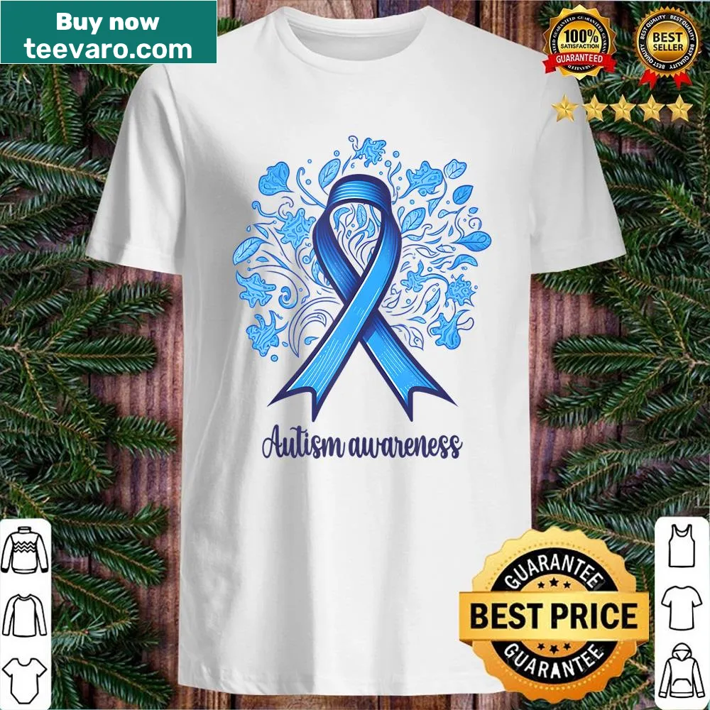 Kids shirt featuring a blue ribbon for autism awareness