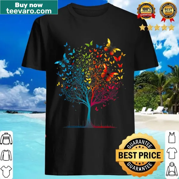 Graphic shirt featuring a butterfly tree design