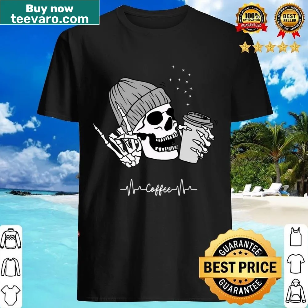 Funny coffee-themed text graphic on a shirt
