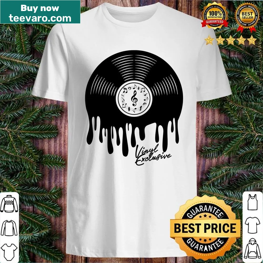 Retro design of a melted vinyl record on a shirt
