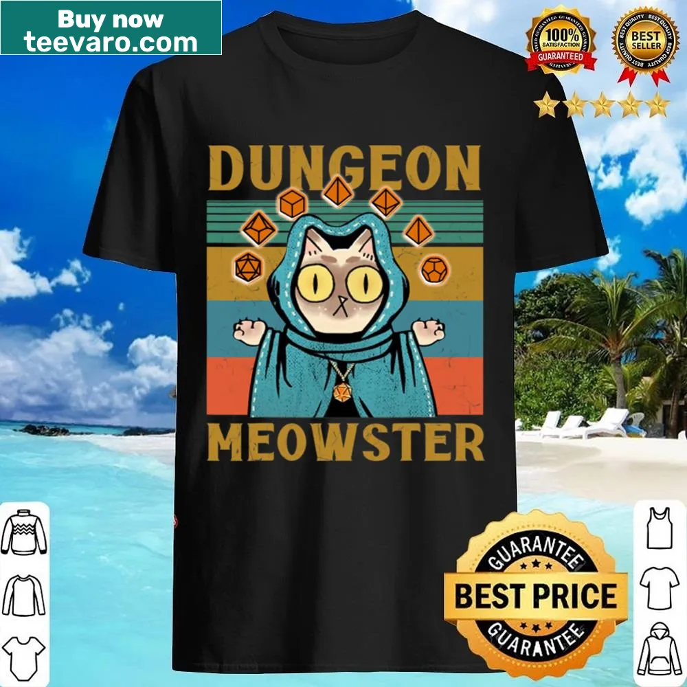 Vintage-style 'Dungeon Meowster' gamer cat shirt