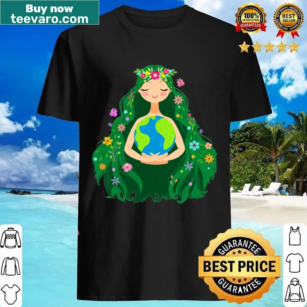 Illustrated Gaia design with nature elements for kids' shirt