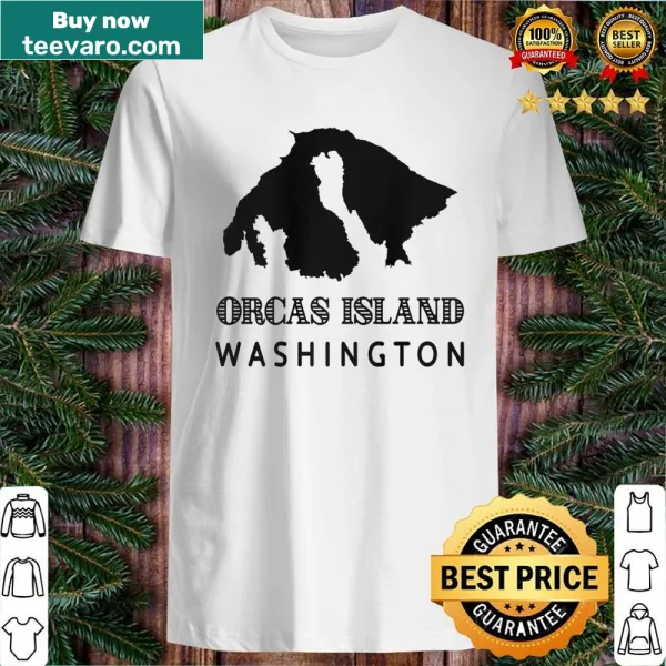 Illustrated Orcas Island design on a shirt celebrating the Pacific Northwest