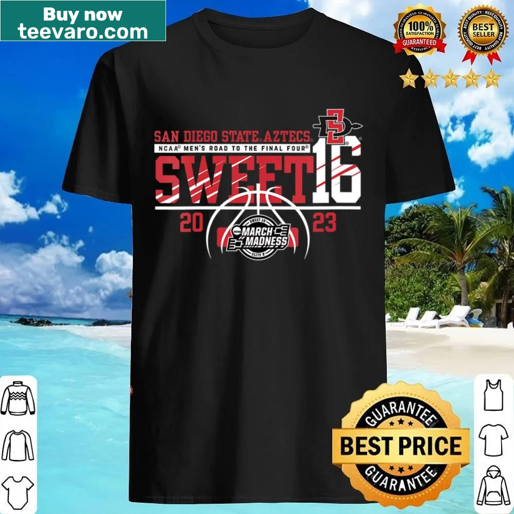 V-neck shirt celebrating San Diego State Aztecs Sweet 16 2023