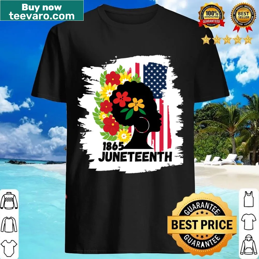 Black queen design with flowers for Juneteenth celebration.