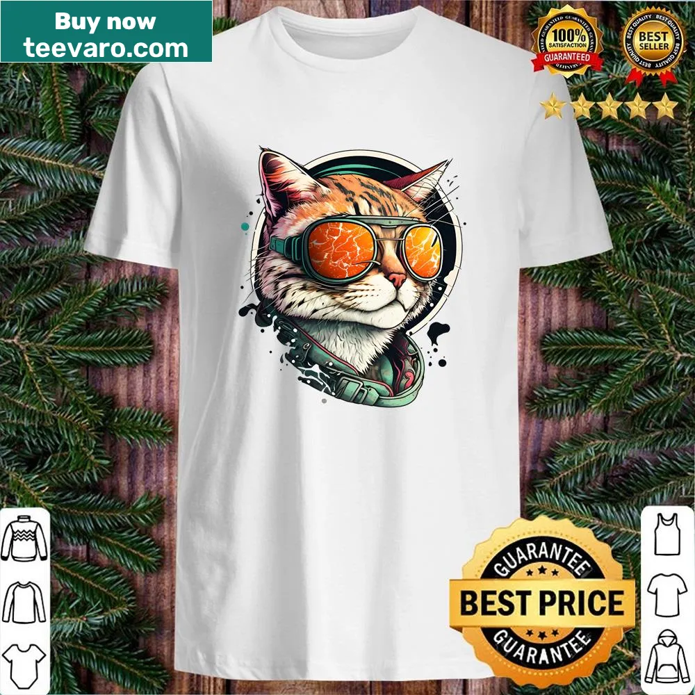 Retro eighties style shirt featuring a black cat design.