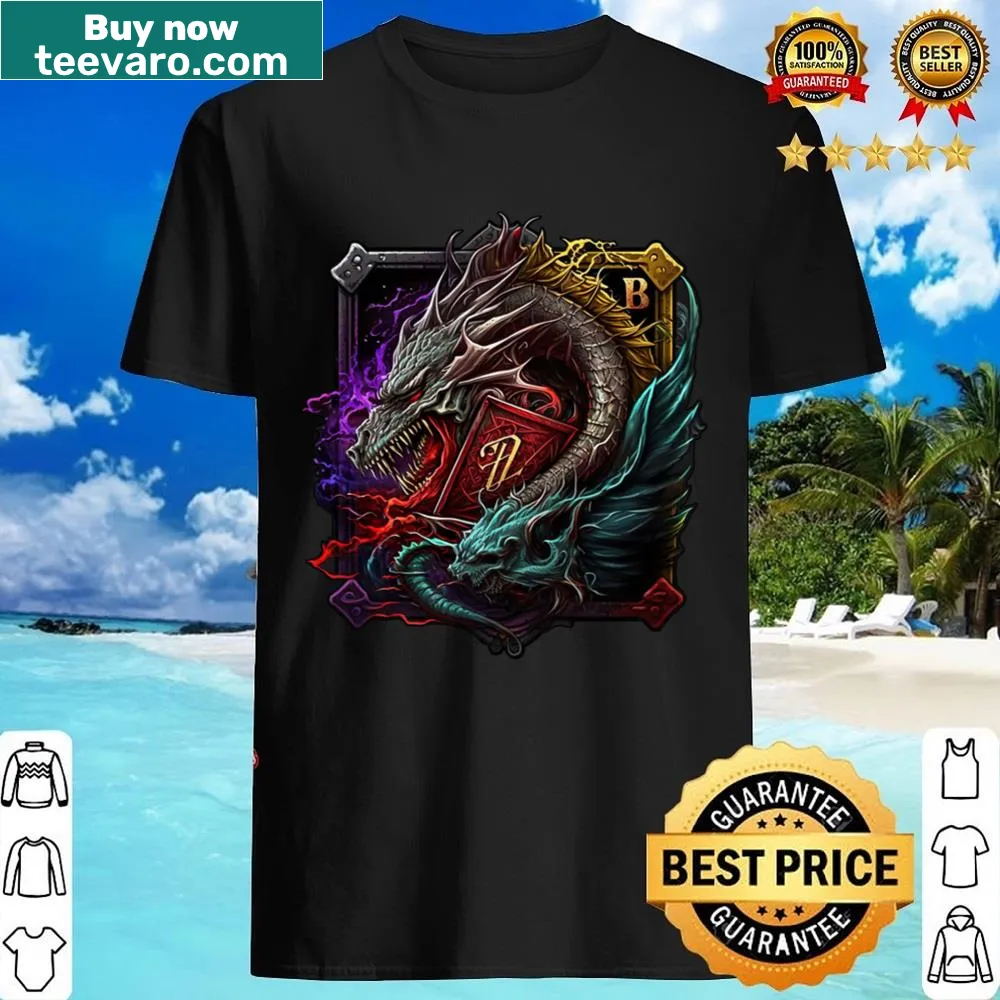 Illustration of a silver dragon with a red book on a shirt