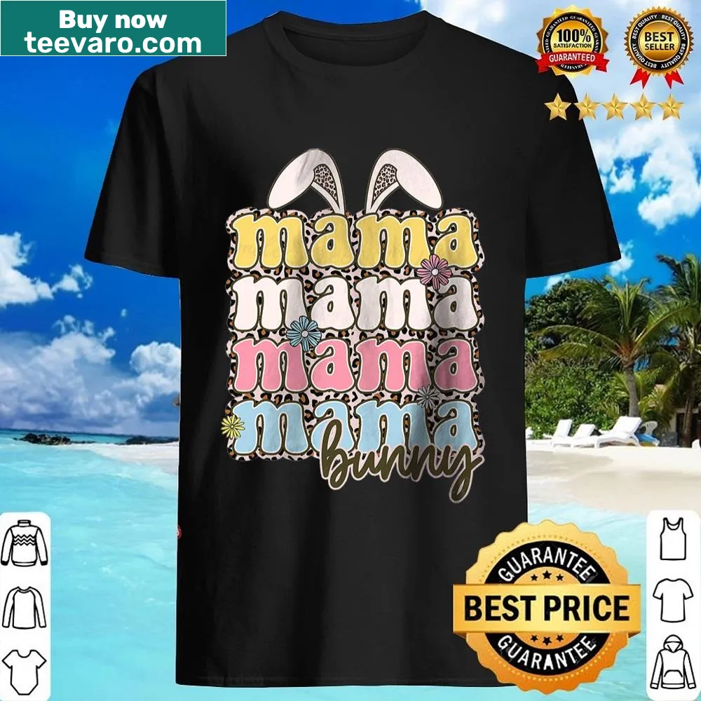 Cute Mama Bunny illustration for Easter on matching family shirt
