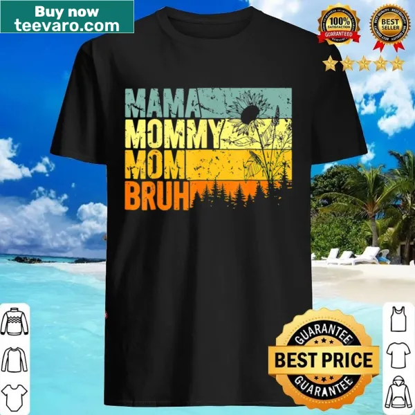 Funny retro 'Mom Bruh' graphic on vintage style shirt