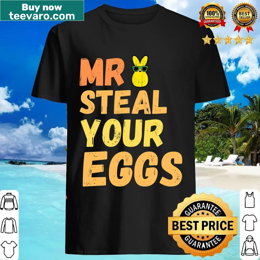 Funny Easter shirt for boys with 'Mr Steal Your Eggs' graphic