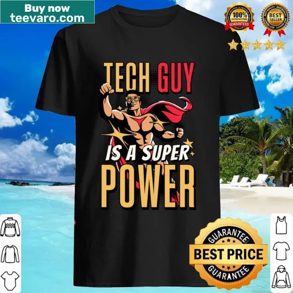 Dynamic illustration on Tech Guy Is A Super Power shirt