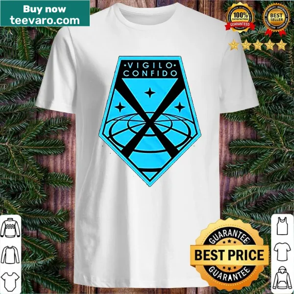 XCOM-themed shirt with the phrase Vigilo Confido