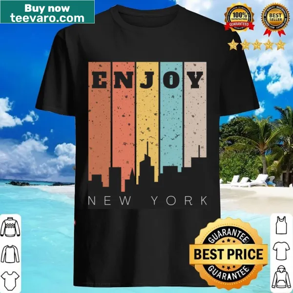 Illustration of New York City landmarks on a shirt.