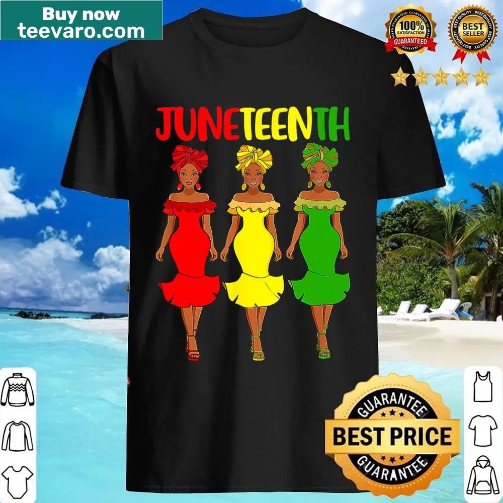Shirt celebrating Juneteenth and African American pride with symbolic design
