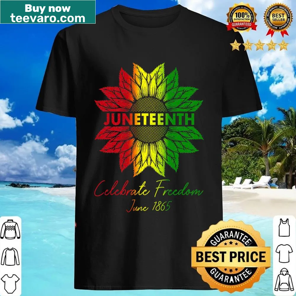 Shirt with sunflower graphic celebrating Black pride and Juneteenth