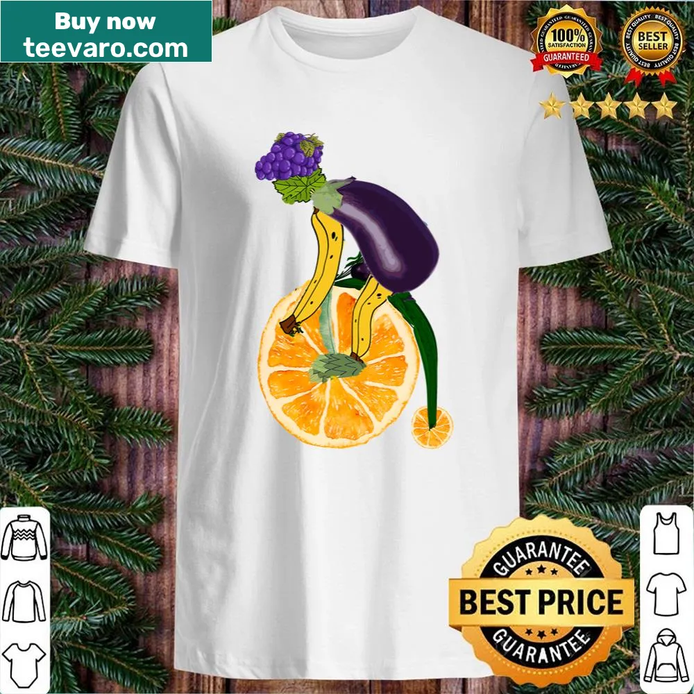 Whimsical shirt featuring 'My Vegetable Bike' text